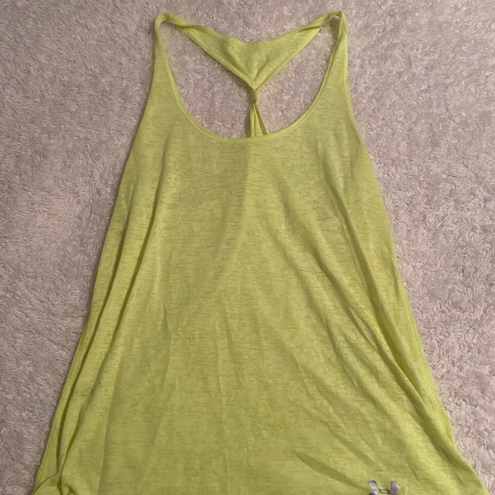 UNDER ARMOUR neon yellow twist tie tank size M